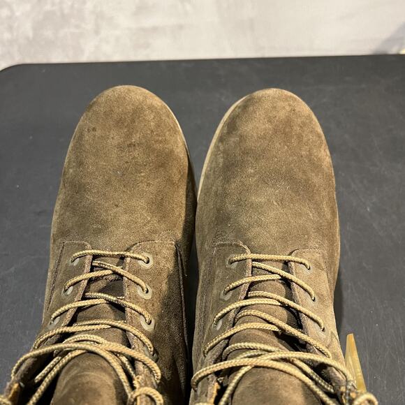 Timberland Premium Boots Mens 13 Olive Green Suede 6-Inch Lug Sole Padded Collar